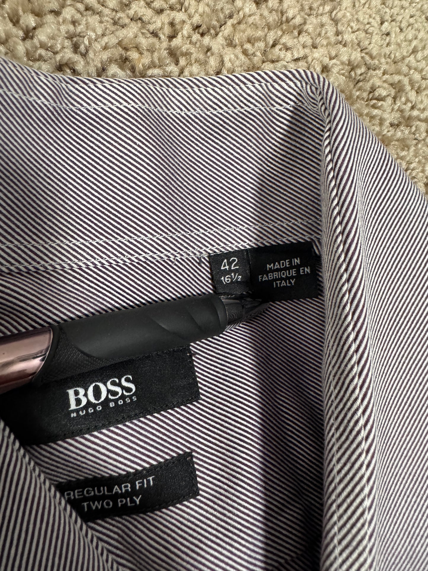 Boss Hugo Boss Men’s Dress Shirt – Size 42 (16 1/2), Regular Fit, Made in Italy