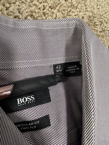Boss Hugo Boss Men’s Dress Shirt – Size 42 (16 1/2), Regular Fit, Made in Italy