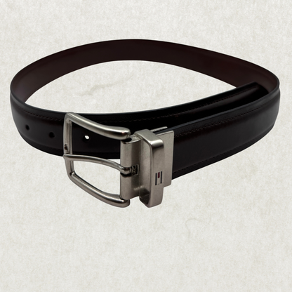 Tommy Hilfiger Men’s Reversible Leather Belt – Dark Brown & Brown, 37.5” x 1.5”