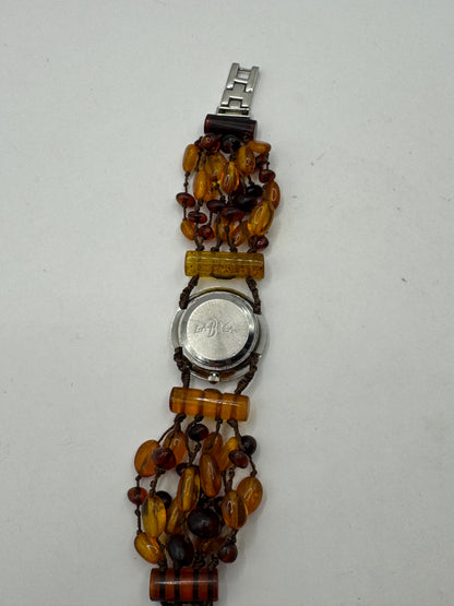 Vintage Baltic Amber Quartz Watch Bracelet Multi Strand Amber Beads 7.5”