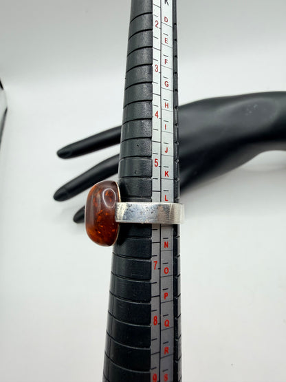 Deep Cognac Amber Ring — Size 6