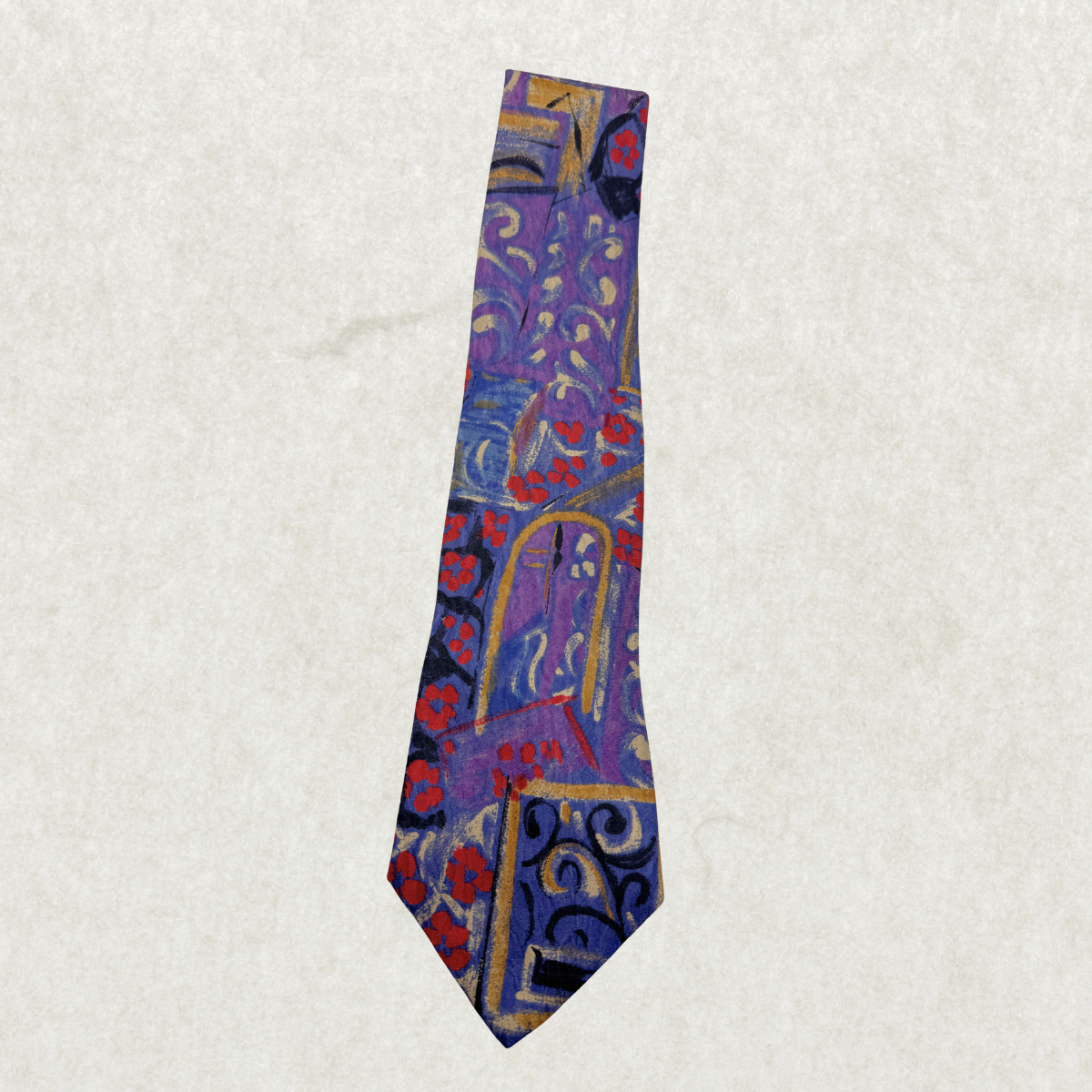 Vintage Club International Silk Tie – 100% Silk, Abstract Art Print