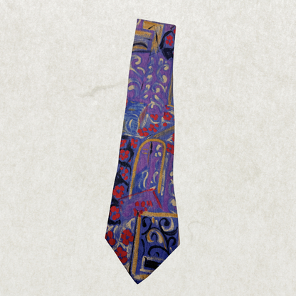 Vintage Club International Silk Tie – 100% Silk, Abstract Art Print