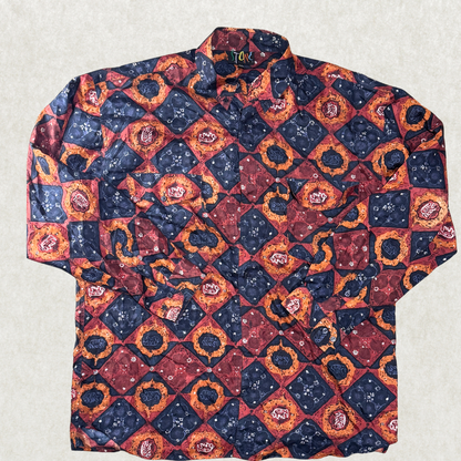 Vintage 1970s STONE Silks Men’s Shirt – 100% Silk, Size XL, Oversized