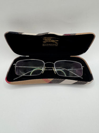 Burberry B 1068 1003 Half Rim Eyeglasses – Gunmetal Silver, Used, Good Condition  (Frame Only, Prescription Lenses Installed)