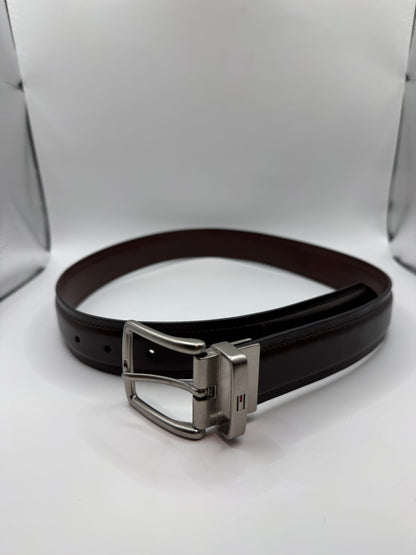 Tommy Hilfiger Men’s Reversible Leather Belt – Dark Brown & Brown, 37.5” x 1.5”
