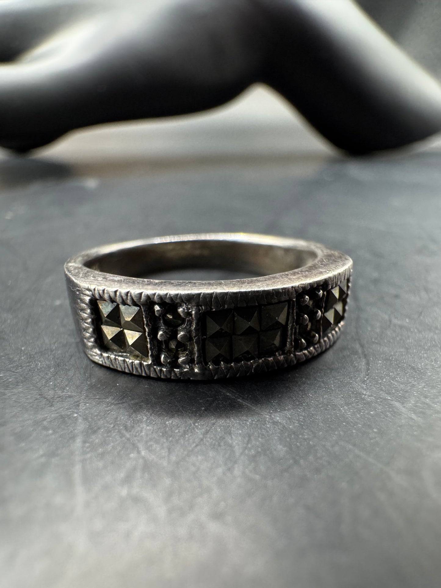 Sterling Marcasite Ring - Size 8