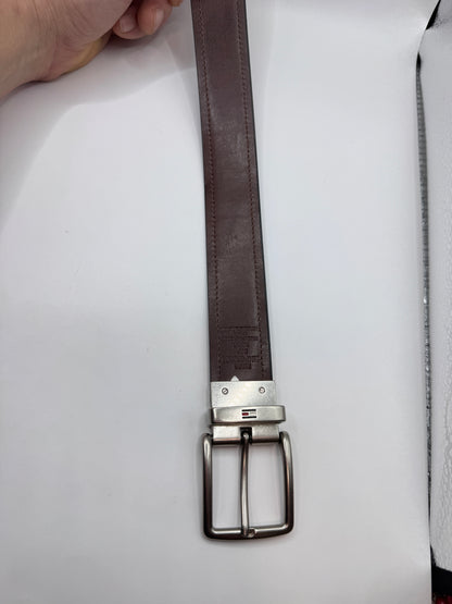 Tommy Hilfiger Men’s Reversible Leather Belt – Dark Brown & Brown, 37.5” x 1.5”