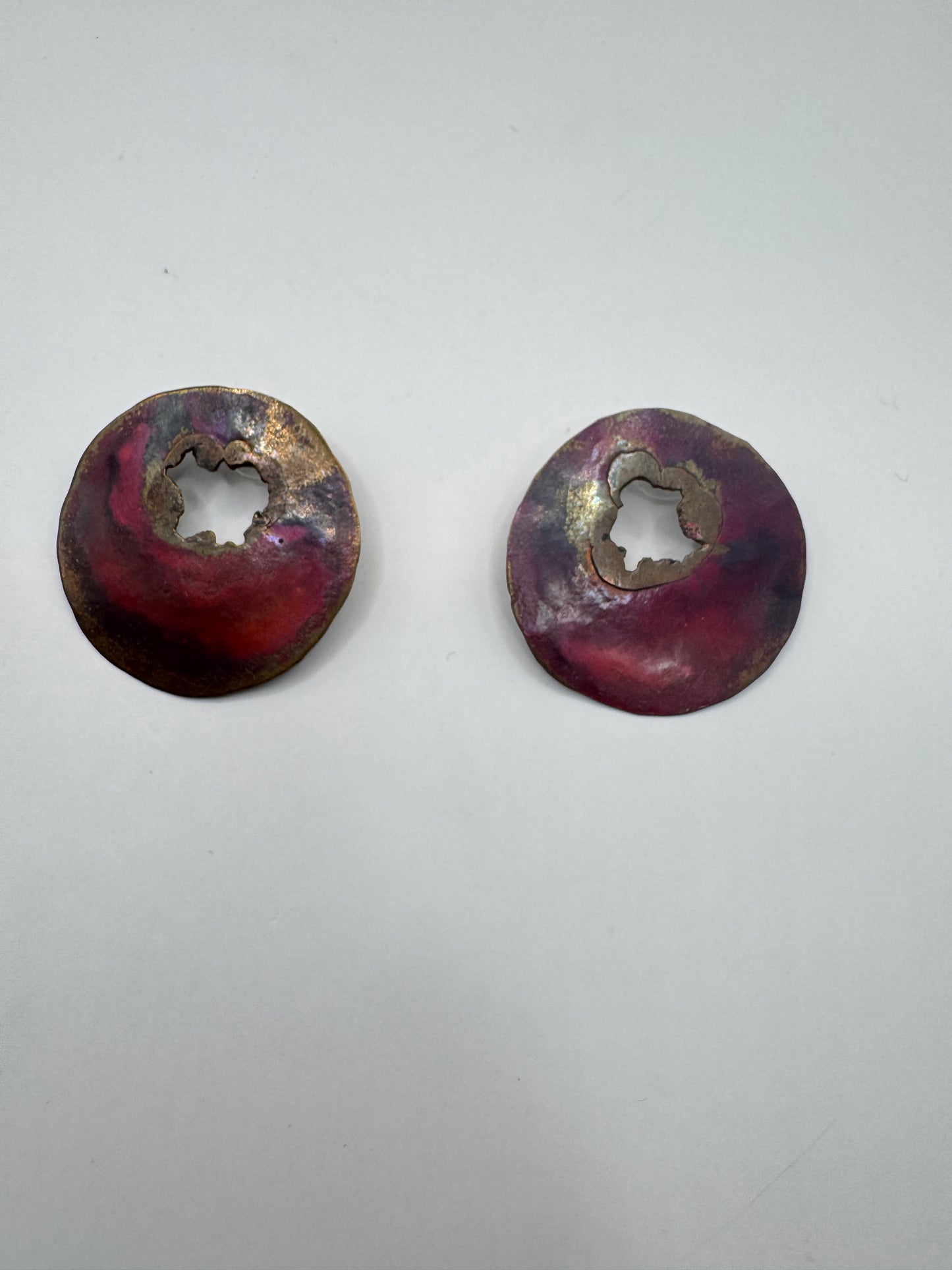 Vintage Large Copper Earrings – Artisan Signed Statement Pair