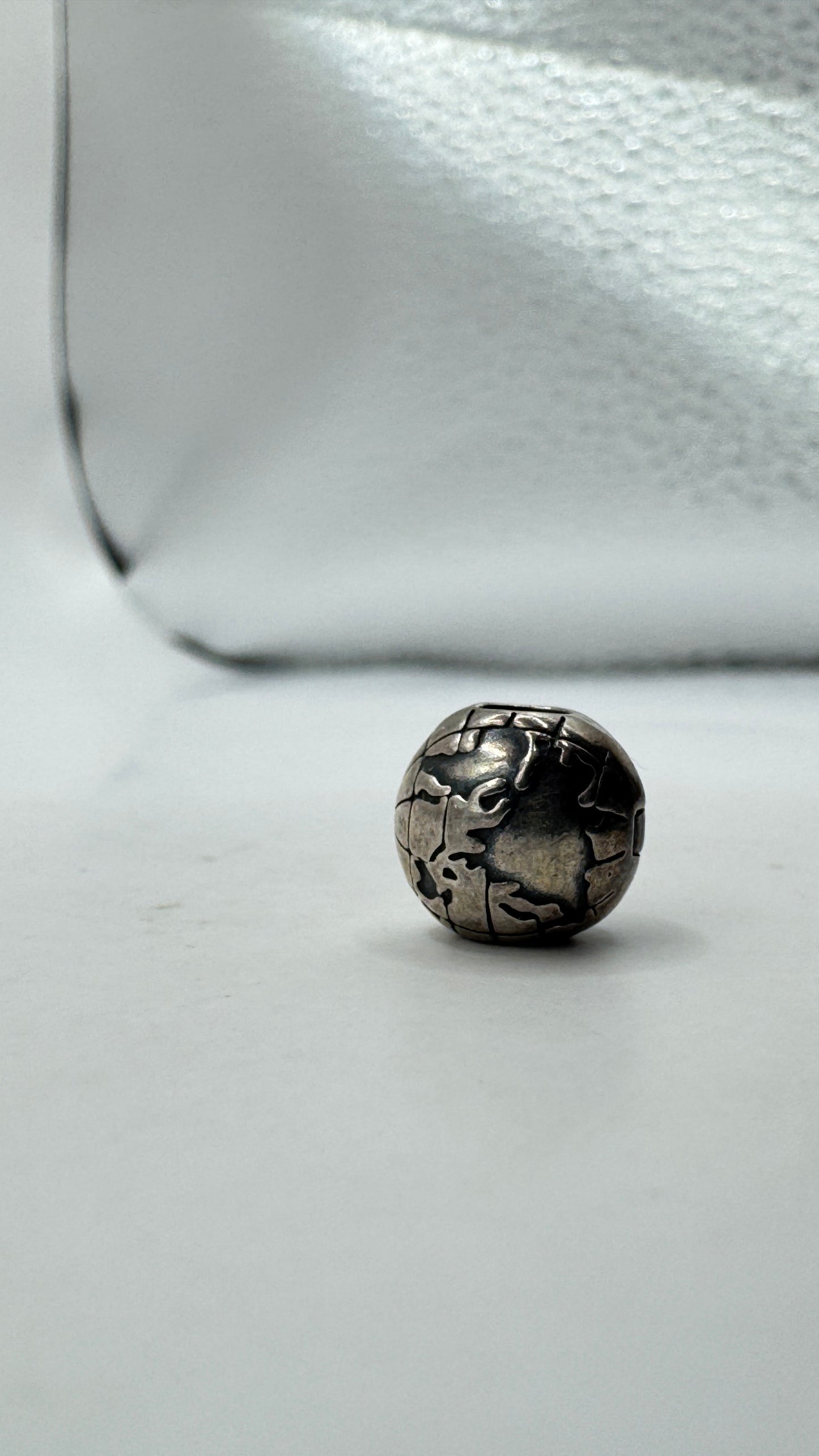 Authentic Pandora ALE 925 Sterling Silver Charm – Oxidized Abstract Pattern Bead