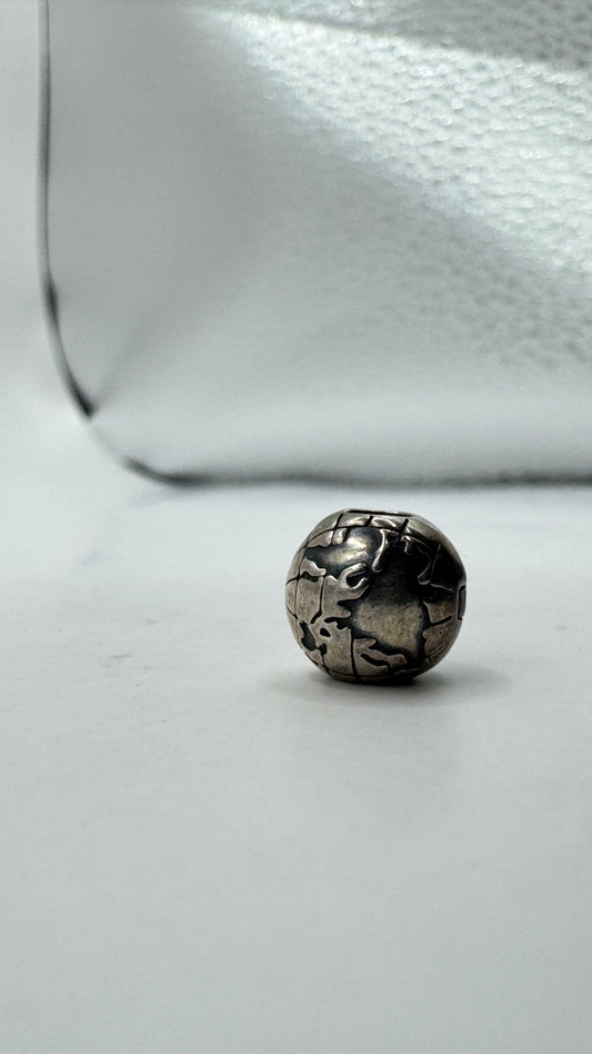 Authentic Pandora ALE 925 Sterling Silver Charm – Oxidized Abstract Pattern Bead