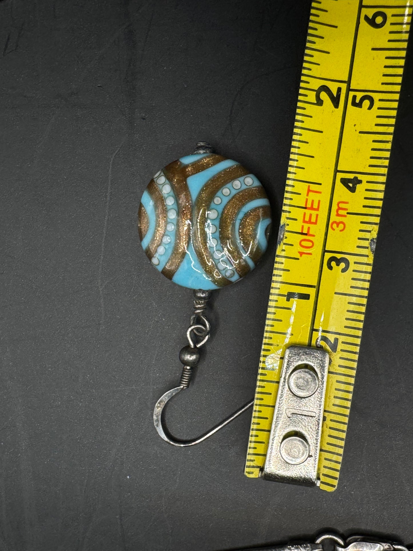 Vintage Sterling Silver Jewelry Set – Hand-Painted Necklace & Earrings, 18”