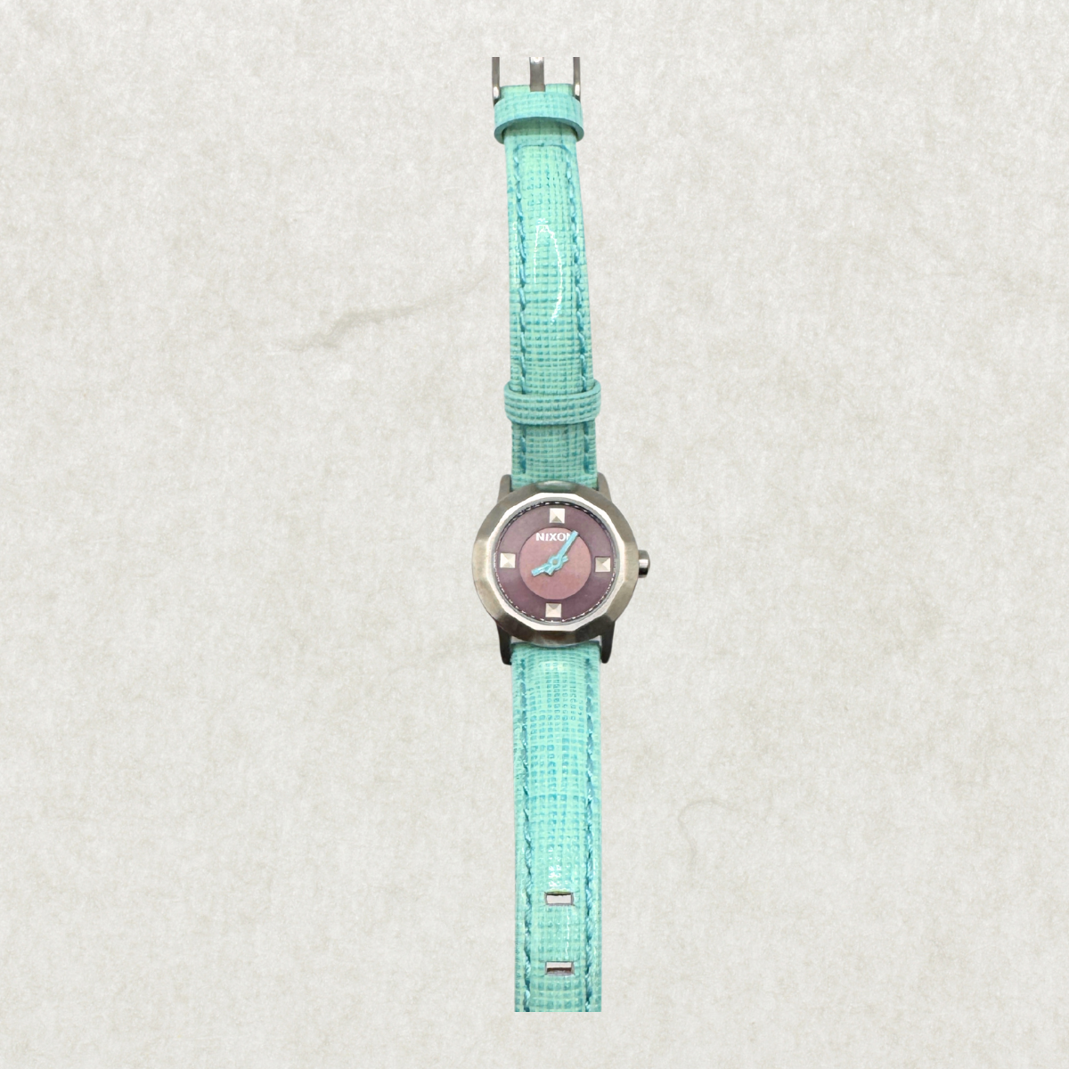 Nixon Mini B Watch – Brand New, Turquoise Strap, Purple Dial
