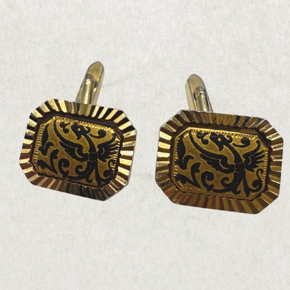 Vintage 1960s Spanish Damascene Cufflinks – Excellent Condition