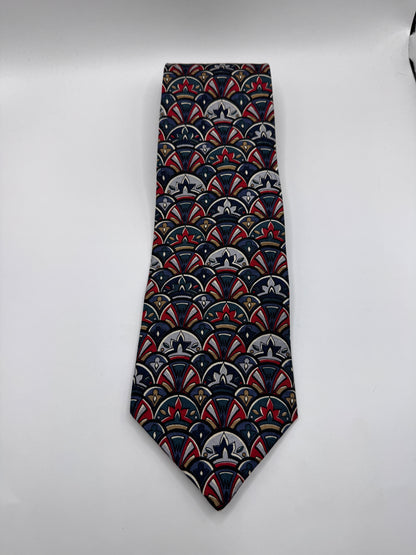 Vintage Moores Silk Tie – 100% Silk, Bold Geometric Fan Print