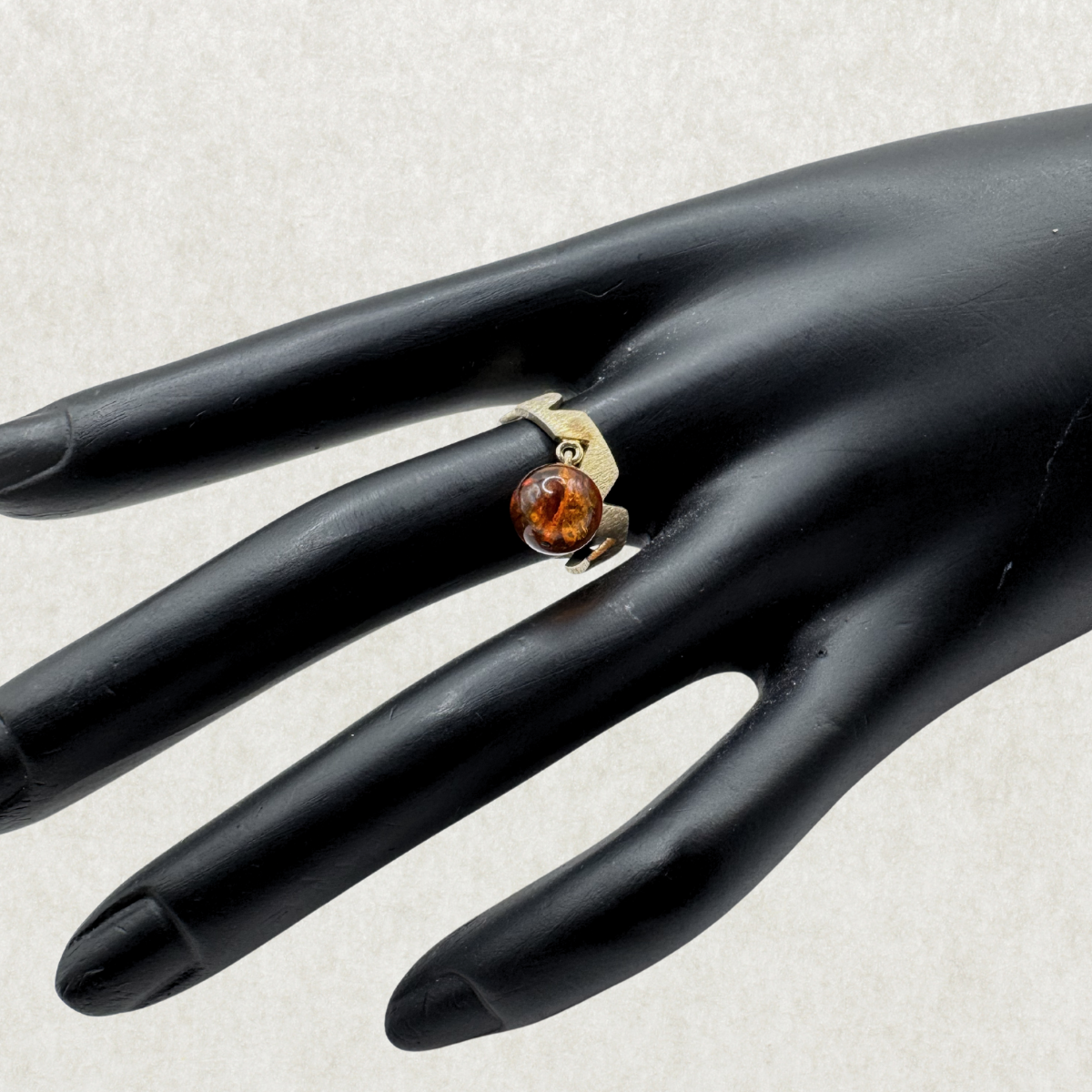 Vintage Sterling Silver Baltic Amber Ring Size 6.5