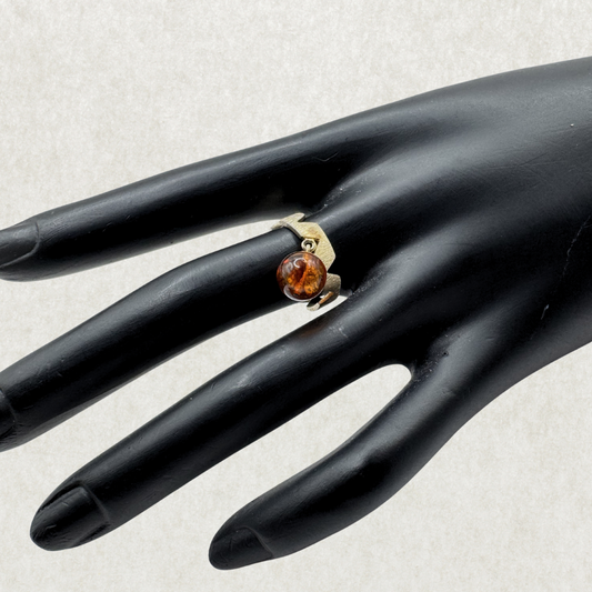 Vintage Sterling Silver Baltic Amber Ring Size 6.5