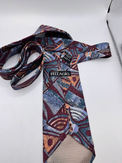 Vintage Collezione Bellagio Silk Tie – 100% Silk, Abstract Geometric Pattern