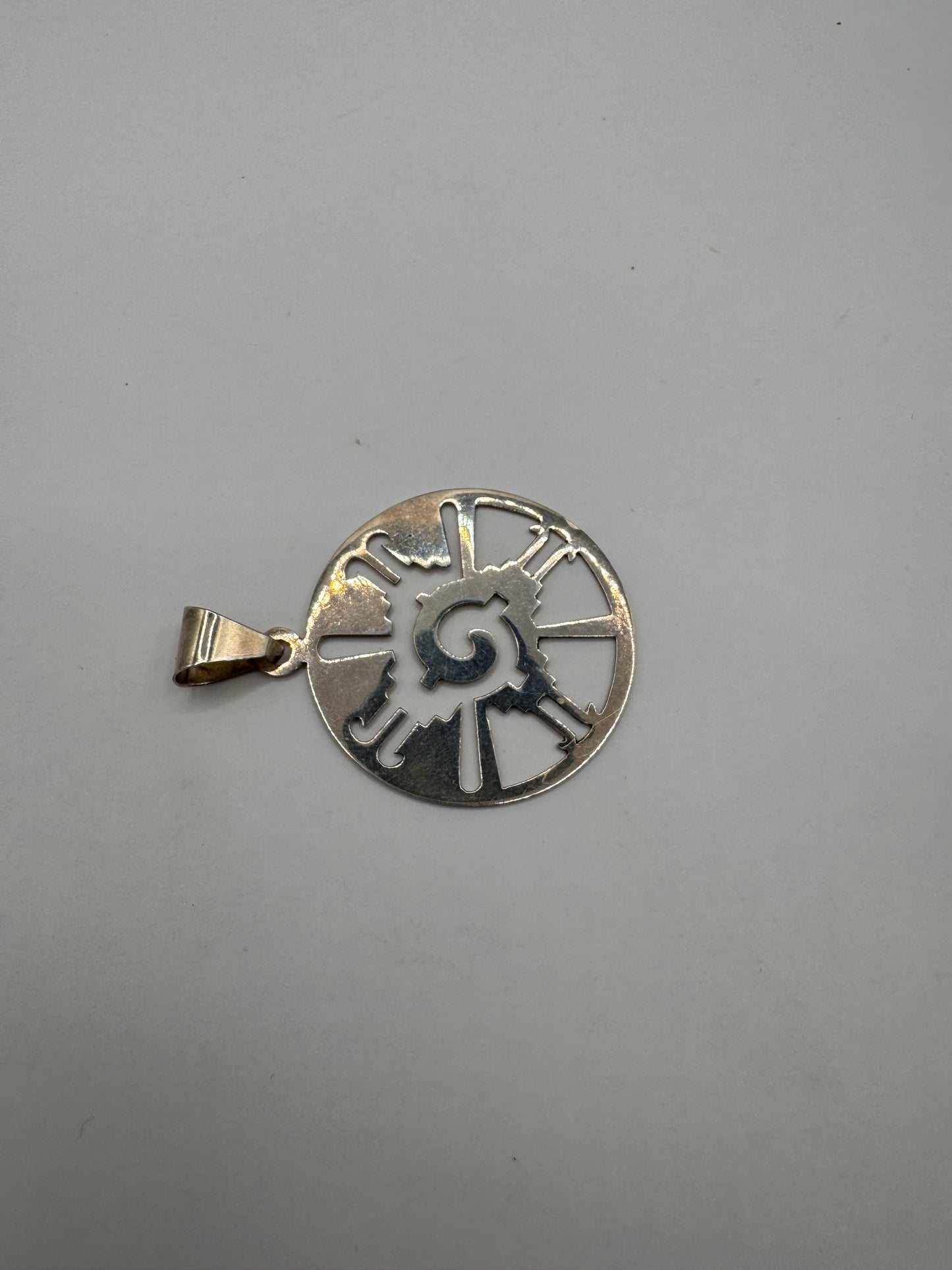 Vintage Sterling Silver Hunab Ku Pendant – Large Mayan Galactic Butterfly Symbol