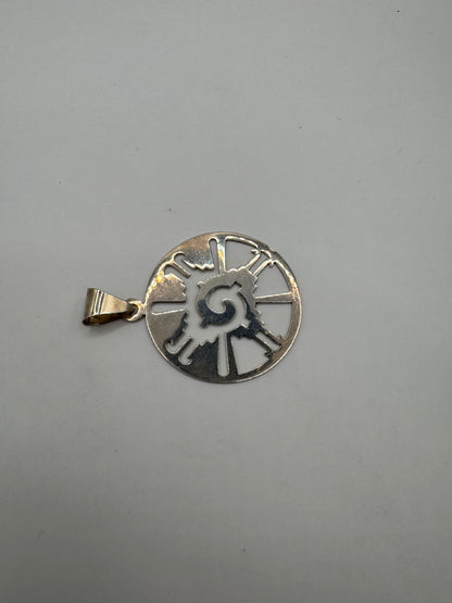 Vintage Sterling Silver Hunab Ku Pendant – Large Mayan Galactic Butterfly Symbol