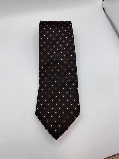 Vintage Hugo Boss Silk Tie – 100% Silk, Brown Microdot Pattern