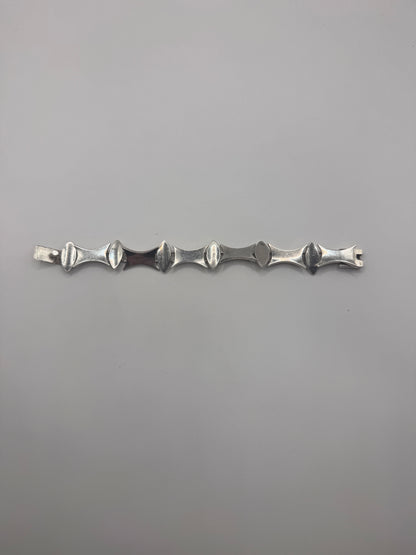 Vintage Taxco Modernist Sterling Silver Bracelet – Signed TF-15, Mexico 925, 1970s, 50.5g