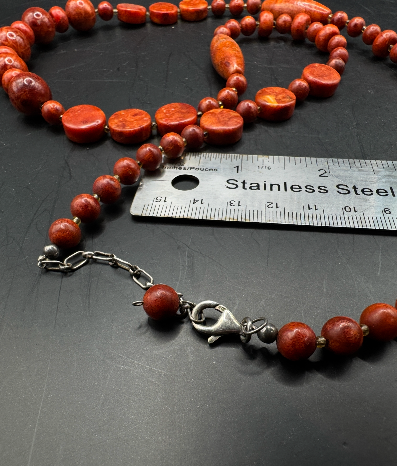 Red Coral Necklace – Victorian Revival (Mid-20th Century)