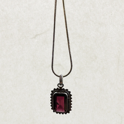 Vintage 925 Silver Ruby Pendant Necklace