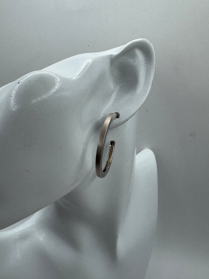 Large Mikimoto Sterling Silver 925 Hoop Earrings – Minimalist Designer Hoops – Excellent Condition