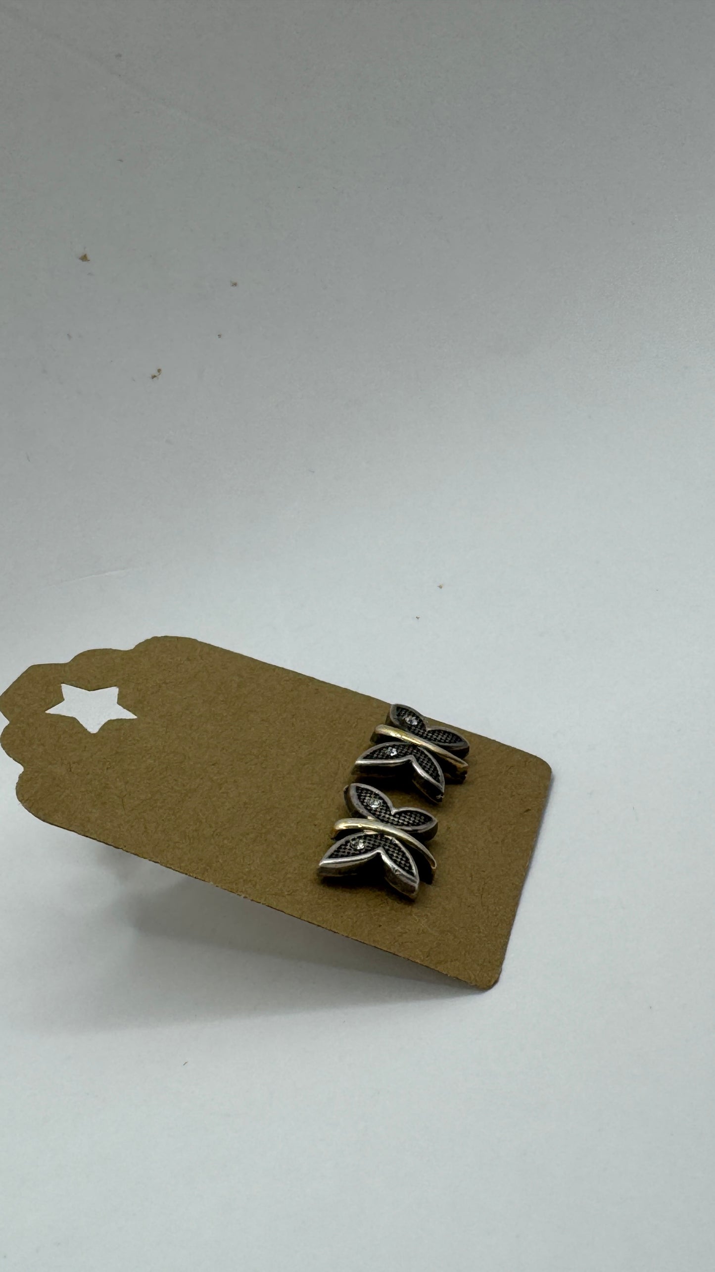 Vintage Sterling Silver Butterfly Earrings – Gold Plated Two-Tone Stud Earrings