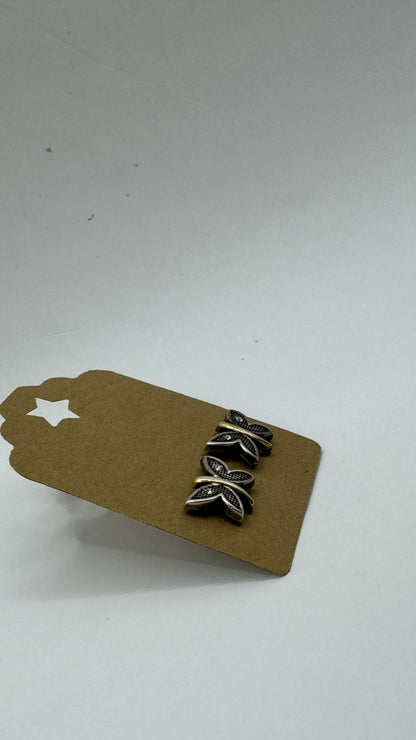 Vintage Sterling Silver Butterfly Earrings – Gold Plated Two-Tone Stud Earrings