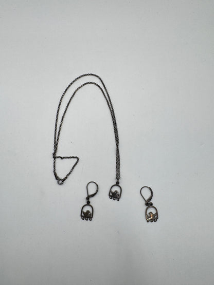 Vintage Sterling Silver Necklace & Earrings Set – Unique Basket Design