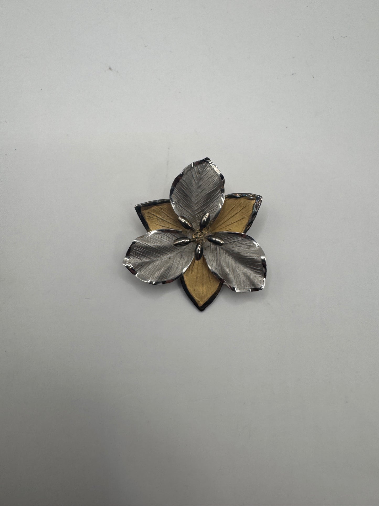 Vintage 1950s Signed BOND BOYD Sterling Silver Gold Plated Floral Brooch