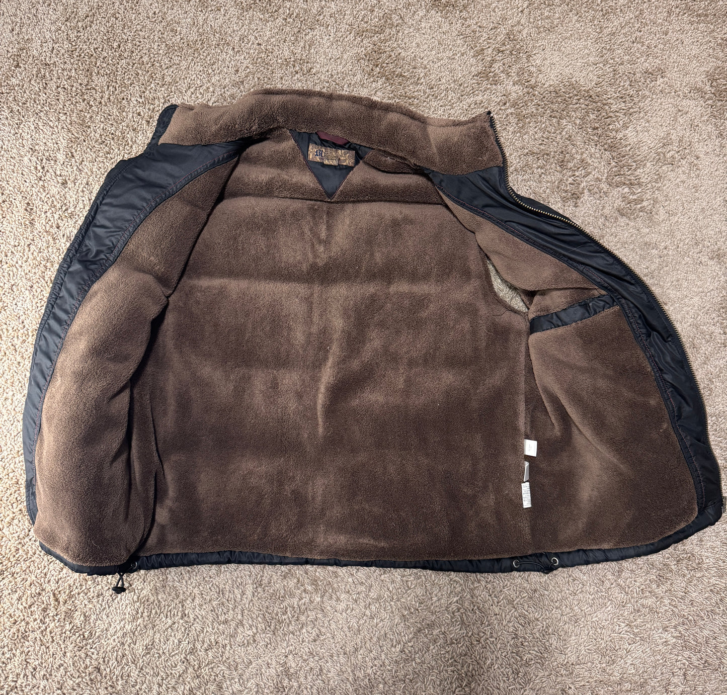 Vintage Pronto Uomo Men’s Puffer Vest – Size S, Navy, Fleece Lined, Snap Pockets