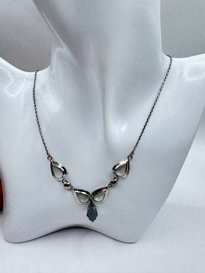 Vintage Mid-Century Titan Sterling Silver Hematite “Black Alaskan Diamond” Necklace – Excellent Condition