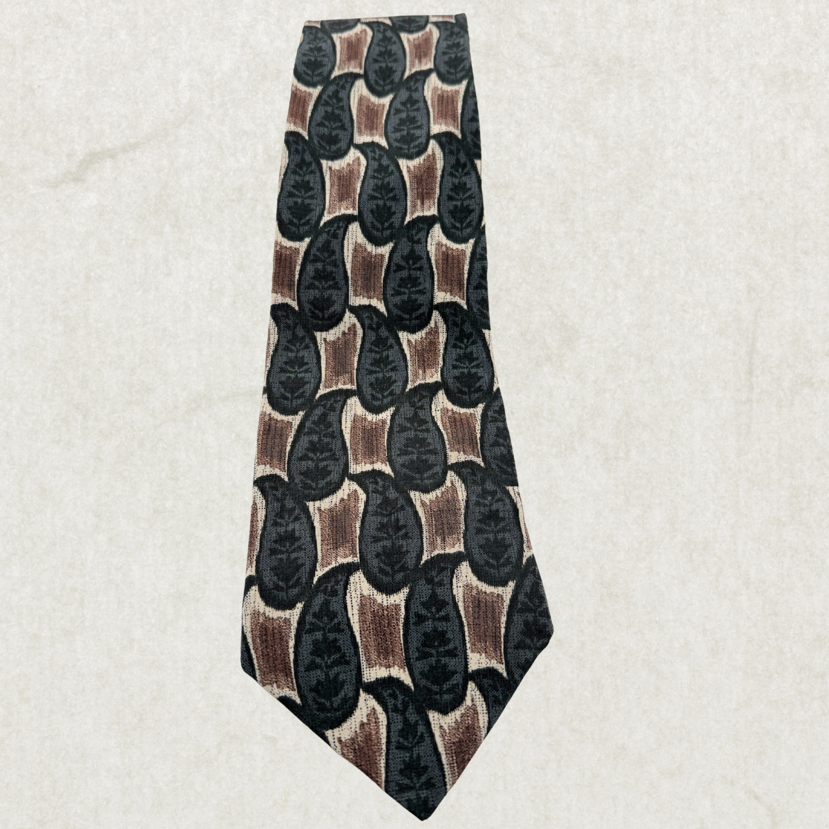 Vintage Pierre Cardin 100% Silk Tie – Brown & Black Abstract Pattern, 57” x 4”