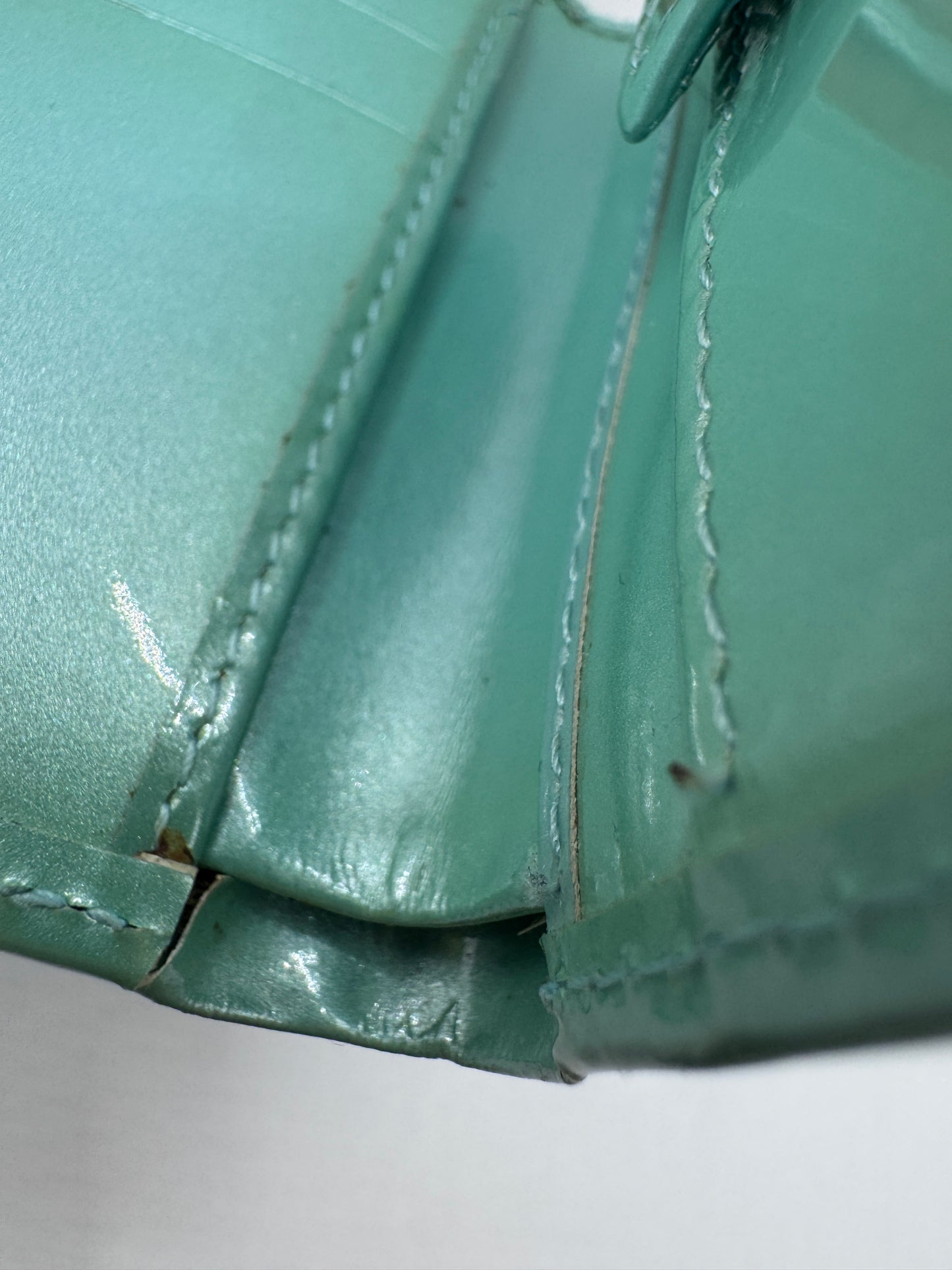 Authentic Christian Dior Wallet – 1970s/80s, Aqua Patent Leather, Excellent Condition