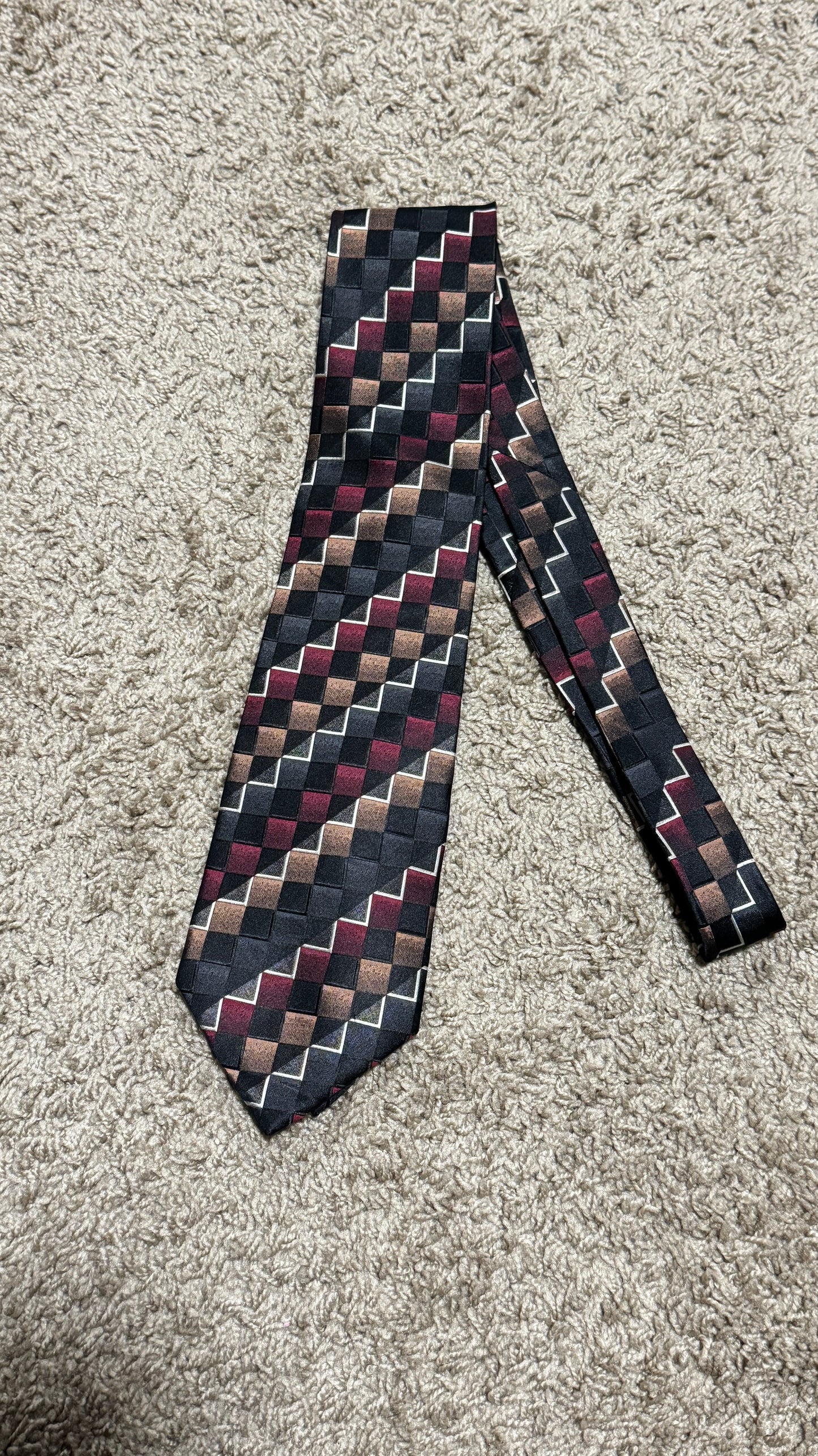 Vintage Valerio Garati 100% Silk Geometric Abstract Tie – Italian Style Designer Necktie 60” x 4”