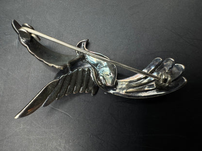 Marcasite Encrusted Bird Brooch Sterling