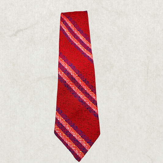 Rare Vintage Giani Collection by Omega 100% Silk Tie – Red Striped, 58” x 3.5”
