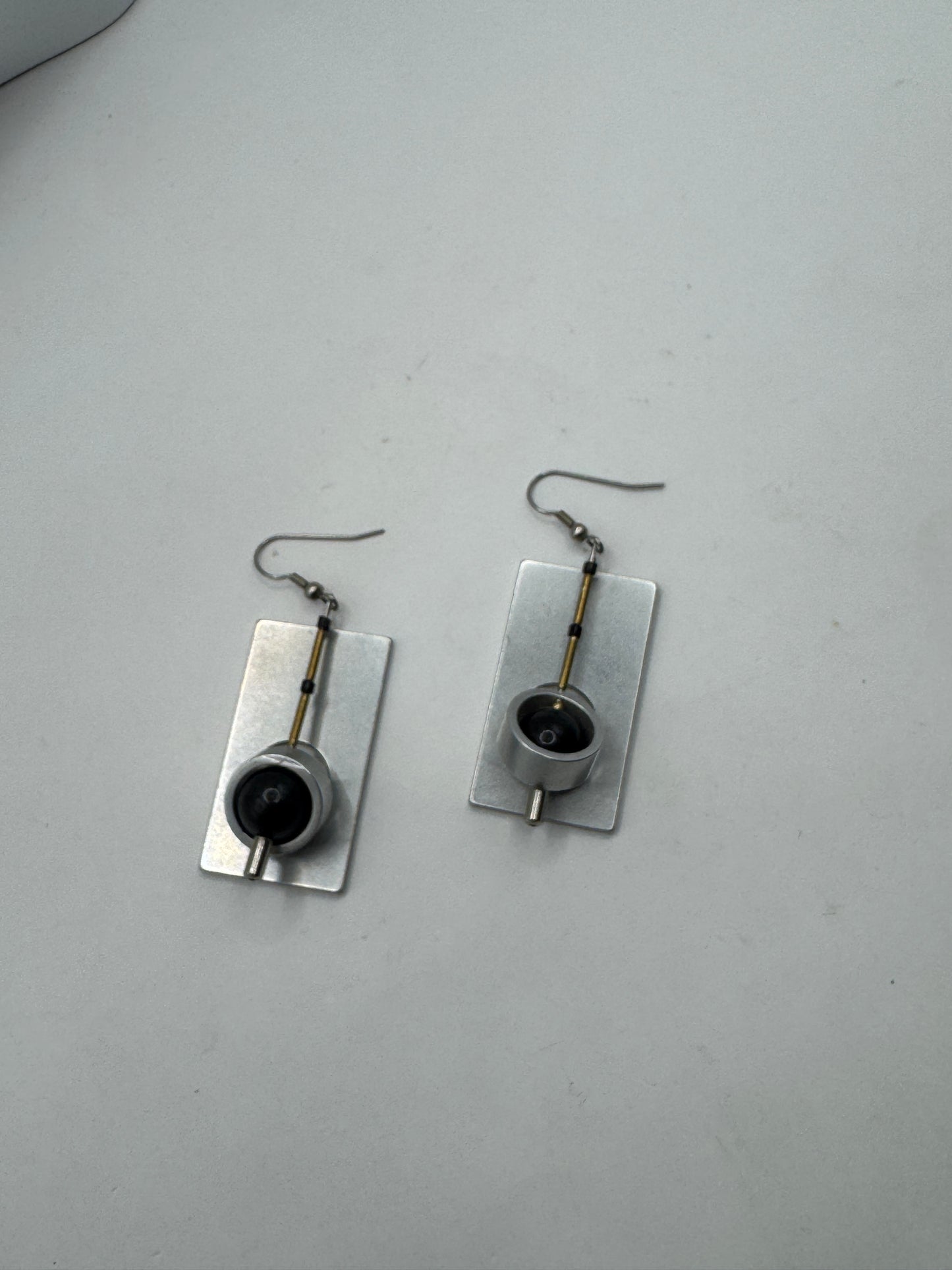 Large Christina Brampti Contemporary Sculptural Drop Earrings Geometric Statement Design