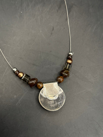 Sterling Silver & Brown Stone Pendant Necklace – 20”