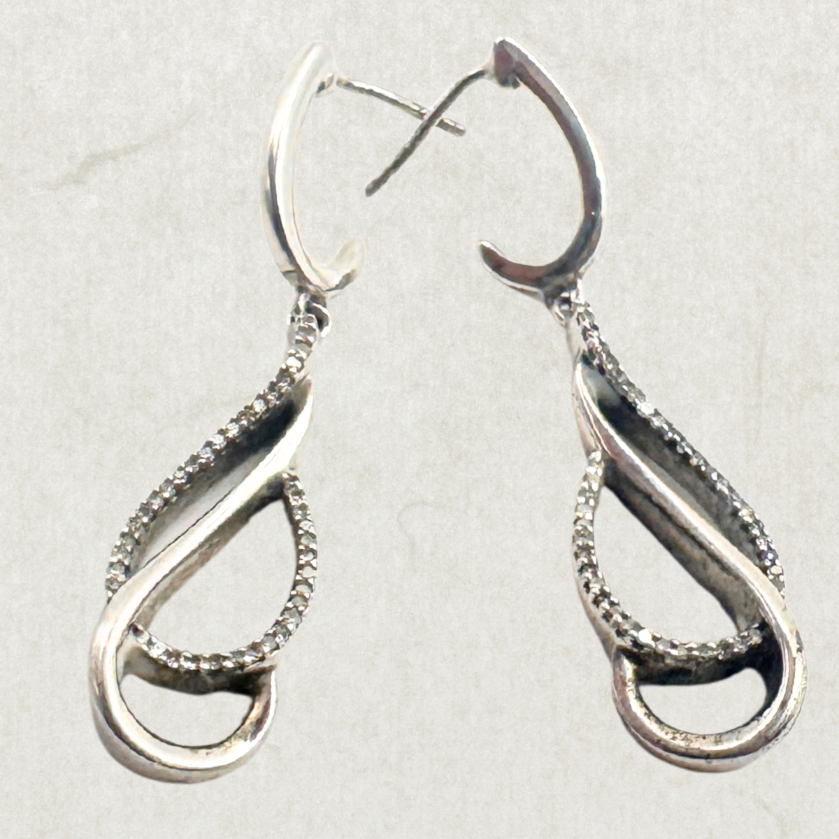 JWBR Sterling Silver 925 Earrings with Diamonds – Elegant Drop Design