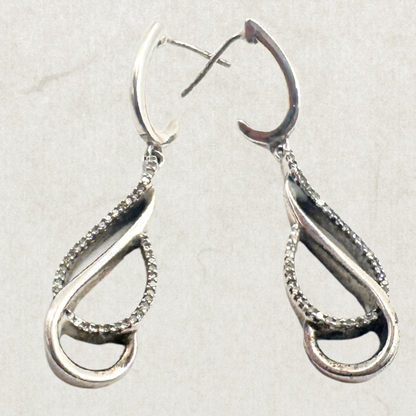 JWBR Sterling Silver 925 Earrings with Diamonds – Elegant Drop Design