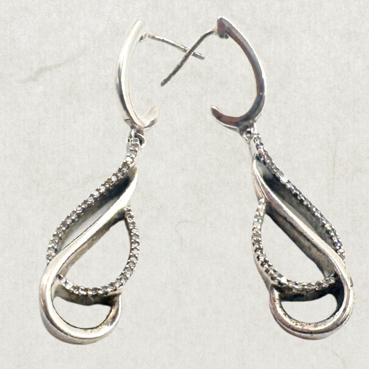 JWBR Sterling Silver 925 Earrings with Diamonds – Elegant Drop Design