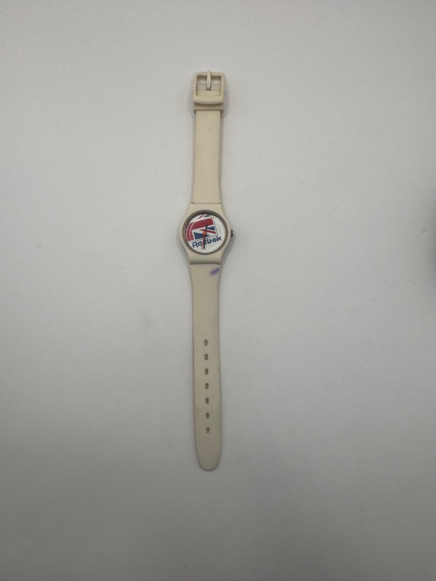 Vintage 1980s Reebok Quartz Watch – Retro Logo, Cream Band Working