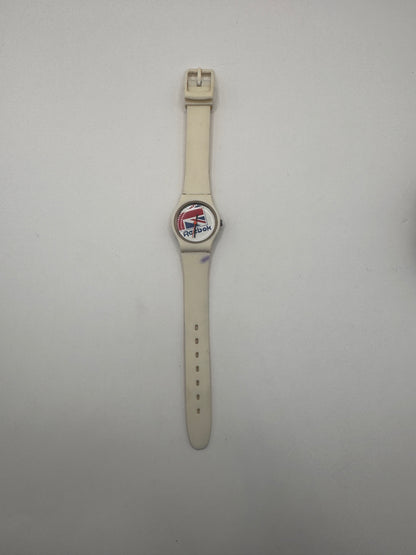 Vintage 1980s Reebok Quartz Watch – Retro Logo, Cream Band Working