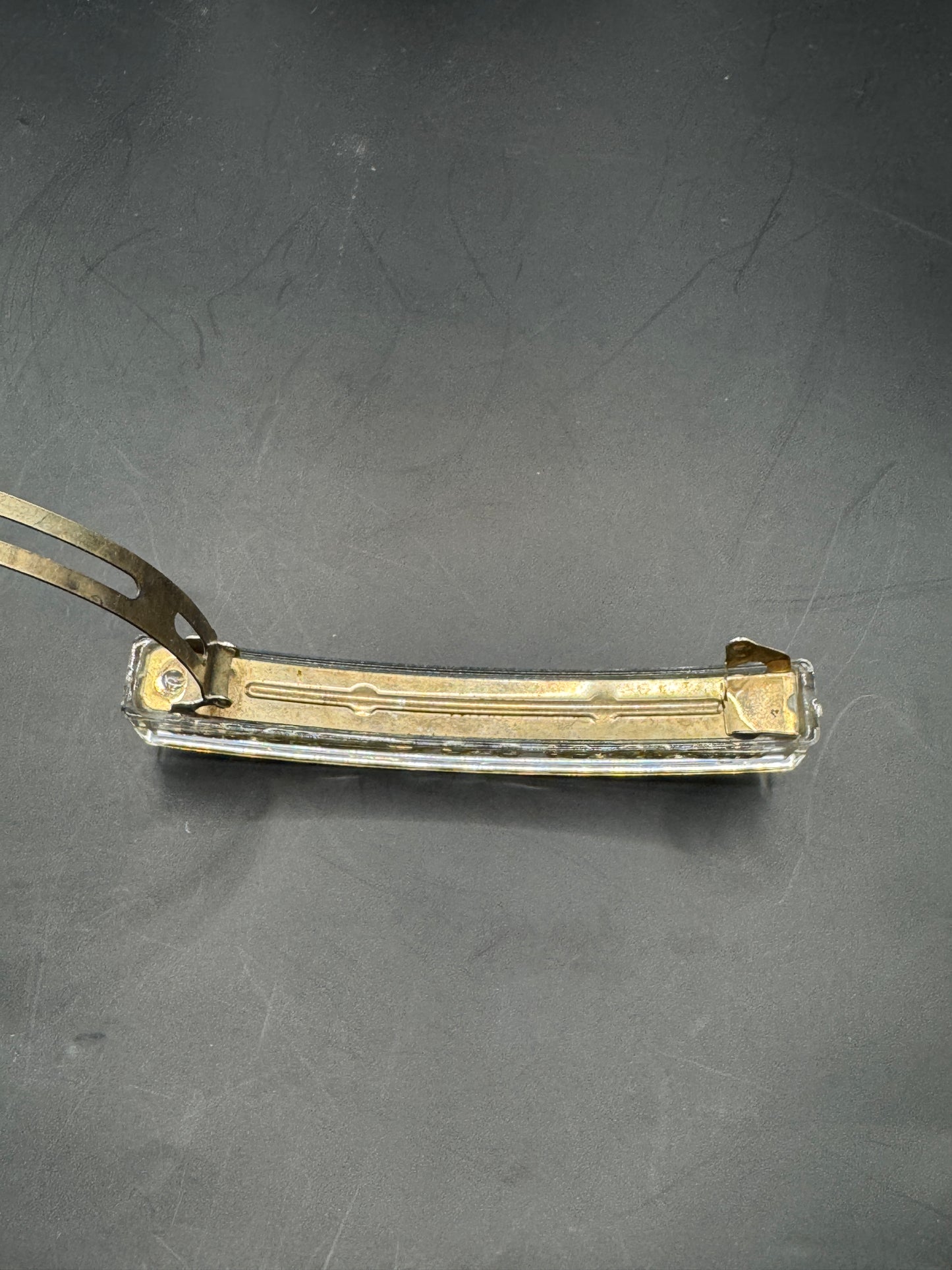 Vintage CHANEL Barrette Hair Clip – Gold Tone Logo Lucite Barrette – Late 1970s / Early 1980s – Made in France – Rare Collectible