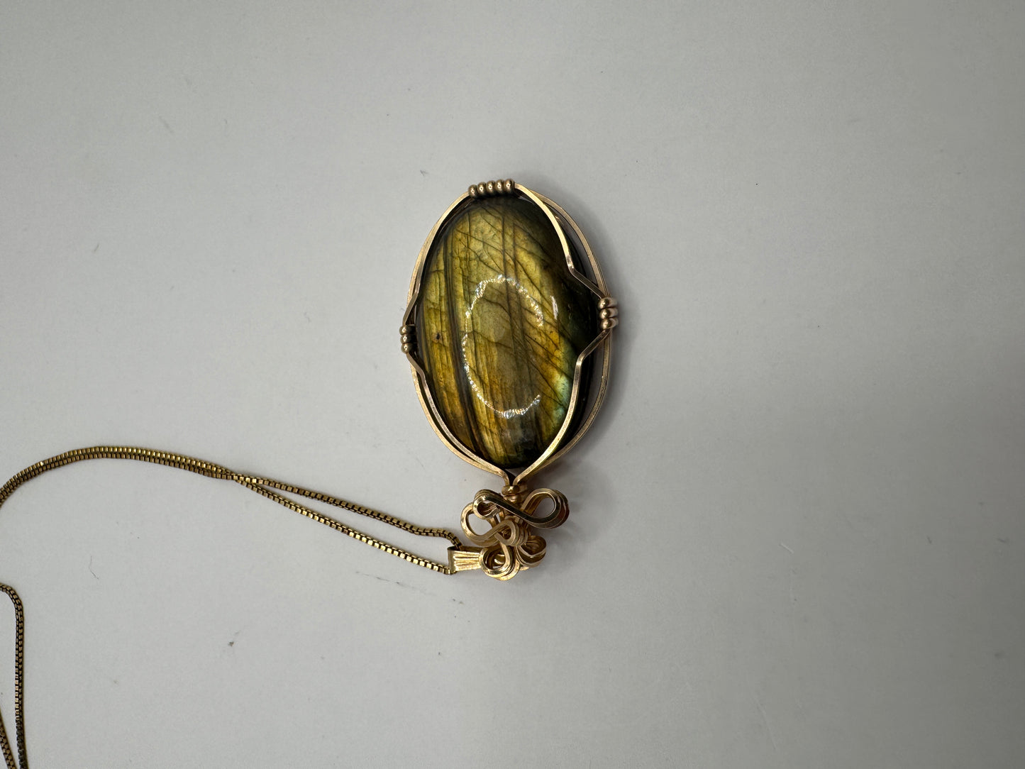 Gold-Plated Sterling Silver Necklace with Labradorite Pendant