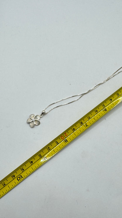 Vintage Sterling Silver Italian Flower Necklace – Delicate Floral Pendant Chain 17”